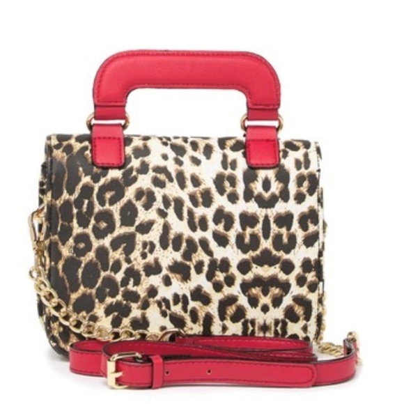 Betsey Johnson Leopard Red Crossbody Top Handle Bag - Picture 8 of 9